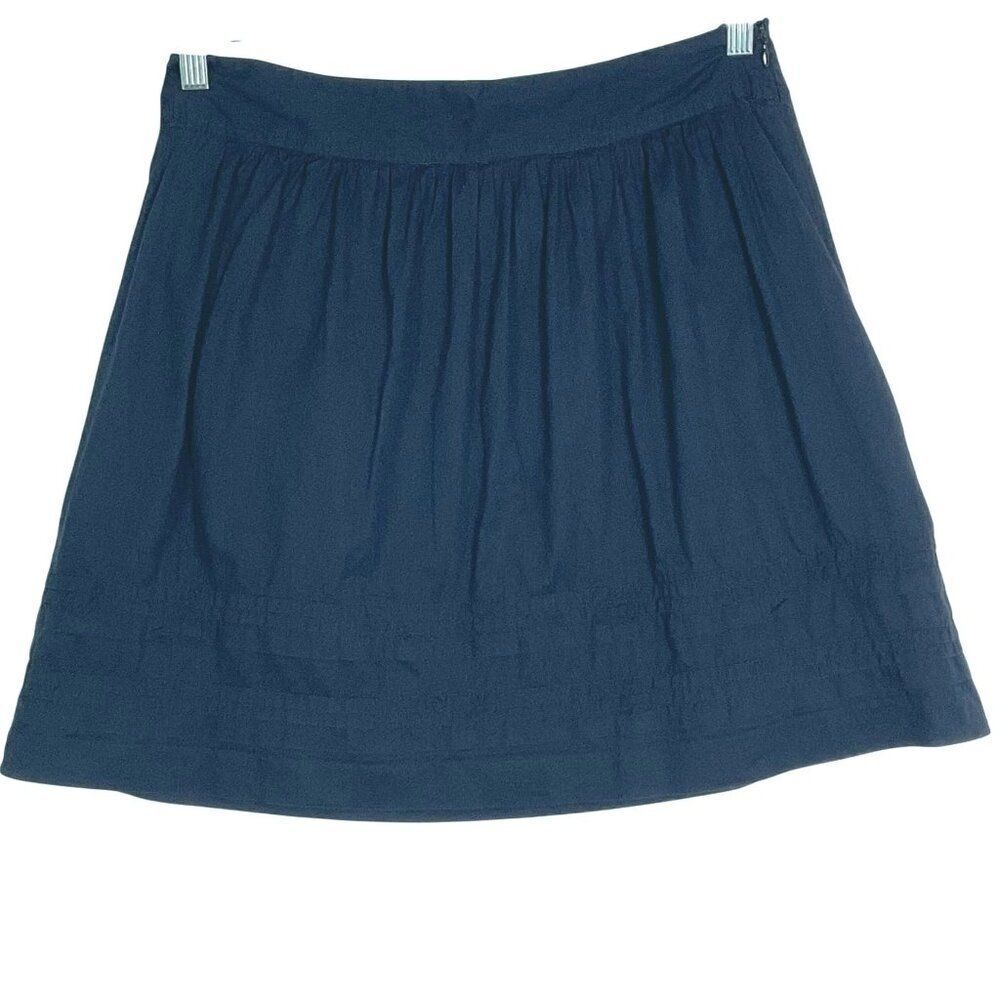 LOFT Navy Blue Pintuck Hem Skirt, size 4, Lined, 100% cotton